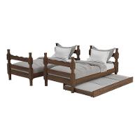 Treliche Madeira Maciça Vira 2 Camas p/ Colchão 78/88 X 188cm Porto Multimóveis Cr35106 Imbuia - 3