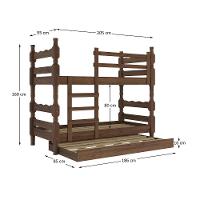 Treliche Madeira Maciça Vira 2 Camas p/ Colchão 78/88 X 188cm Porto Multimóveis Cr35106 Imbuia - 4