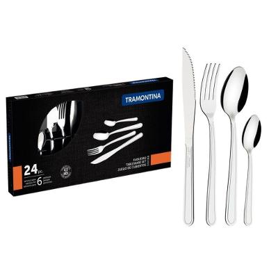 Faqueiro Búzios 24 Peças em Aço Inox com Facas para Churrasco Tramontina