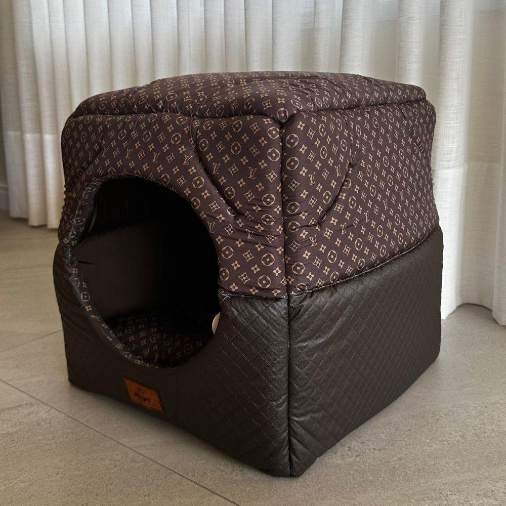 Cama Para Cachorro Toca Quadrada Em Corino + Poliéster Marrom Escuro Lv Grande (g) 50 X 50 X 50 Cm - 3