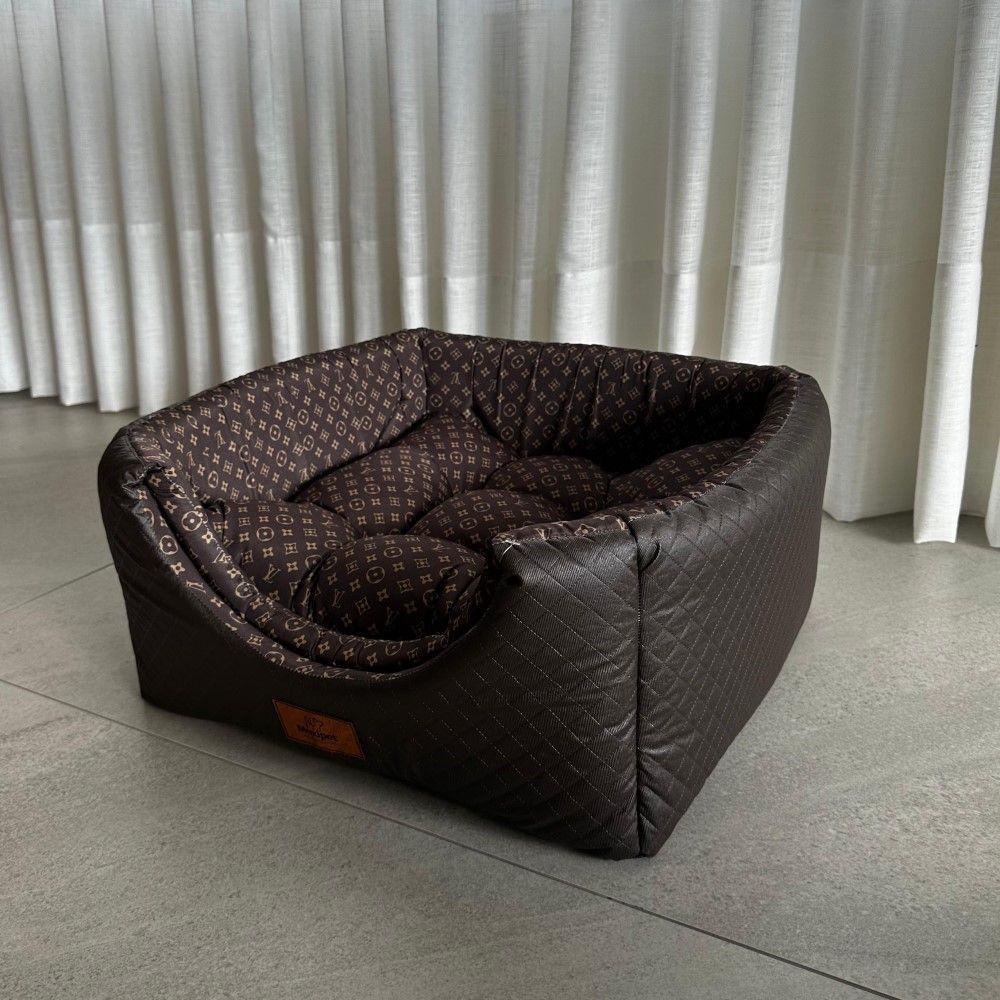Cama Para Cachorro Toca Quadrada Em Corino + Poliéster Marrom Escuro Lv Grande (g) 50 X 50 X 50 Cm - 4