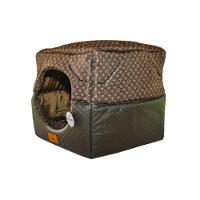 Cama Para Cachorro Toca Quadrada Em Corino + Poliéster Marrom Escuro Lv Grande (g) 50 X 50 X 50 Cm - 1