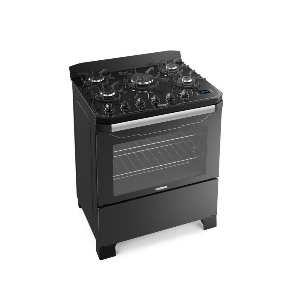 Fogão 5 Bocas Itatiaia Itamaster Digital Preto A Gás Com Tripla Chama - 2