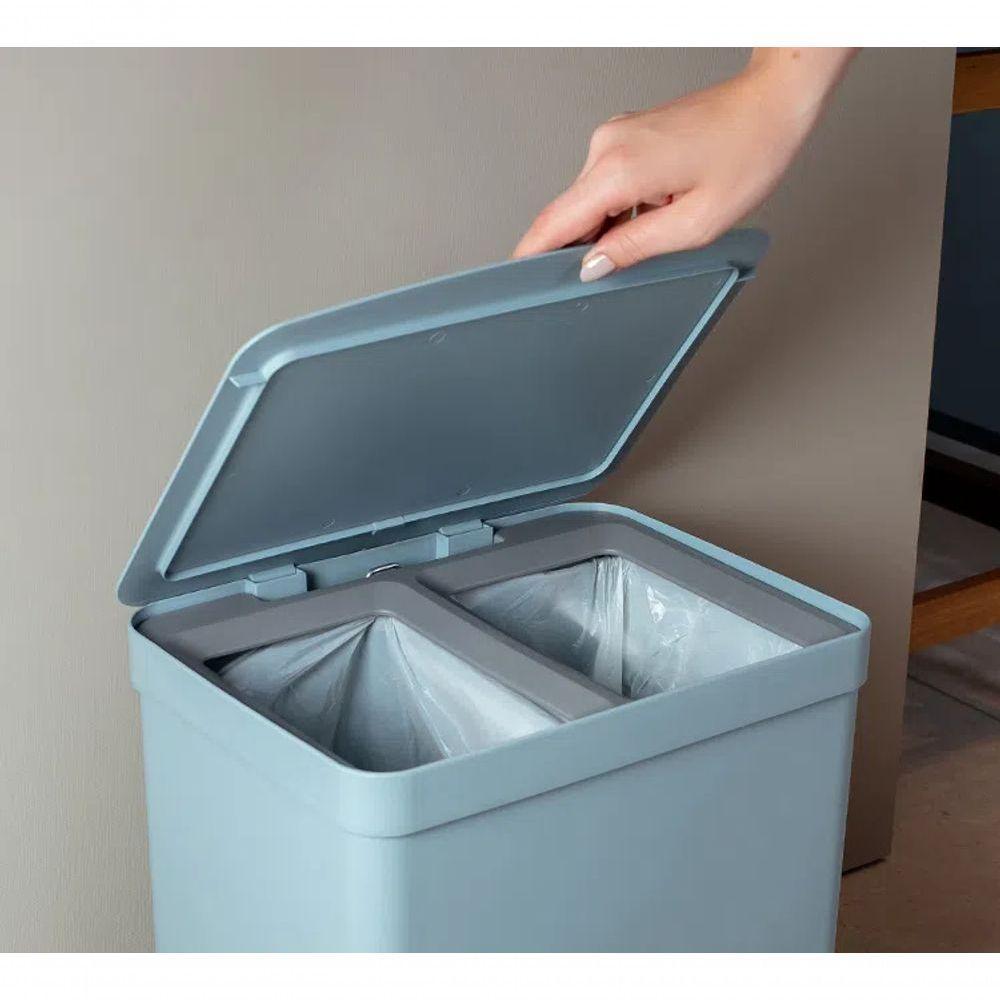 Lixeira Pedal 20 Litros Duplo Compartimento Chumbo Preto Trium Ou Lx4250 - 5