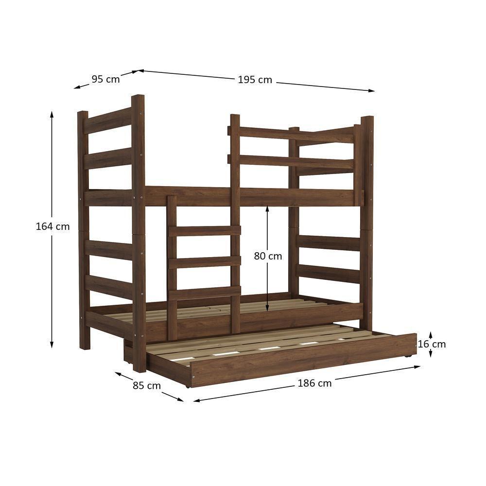 Treliche Madeira Maciça Vira 2 Camas Com Colchões Inclusos Dubai Multimóveis Cr35107 Imbuia Imbuia - 3