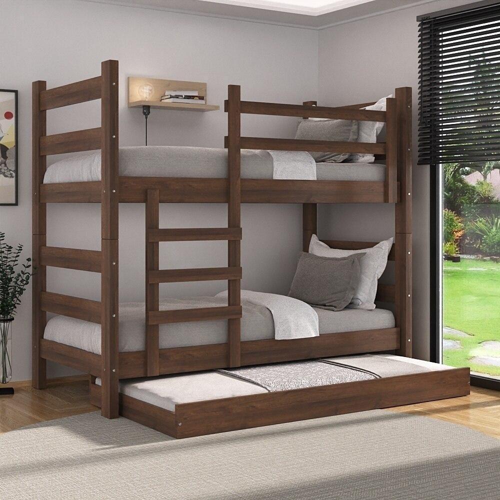 Treliche Madeira Maciça Vira 2 Camas Com Colchões Inclusos Dubai Multimóveis Cr35107 Imbuia Imbuia - 4