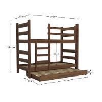 Treliche Madeira Maciça Vira 2 Camas Com Colchões Inclusos Dubai Multimóveis Cr35107 Imbuia Imbuia - 3