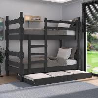 Treliche Madeira Maciça - Vira 2 Camas - Com Colchões Inclusos Porto Multimóveis Cr35108 Preto Preto - 2