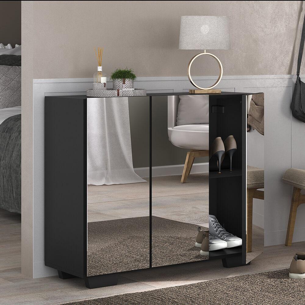 Sapateira Com Espelho 3 Portas Nina Mp6023 Preta - 1