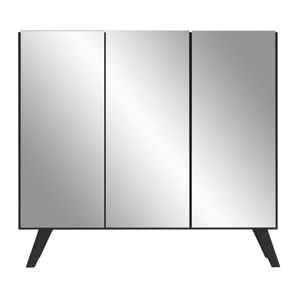 Sapateira Retrô Com Espelho 3 Portas Nina Mp6022 Preta - 2