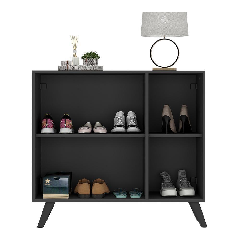 Sapateira Retrô Com Espelho 3 Portas Nina Mp6022 Preta - 3