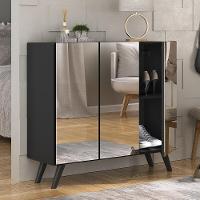 Sapateira Retrô Com Espelho 3 Portas Nina Mp6022 Preta - 1