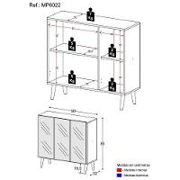 Sapateira Retrô Com Espelho 3 Portas Nina Mp6022 Preta