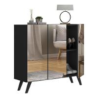 Sapateira Retrô Com Espelho 3 Portas Nina Mp6022 Preta - 6