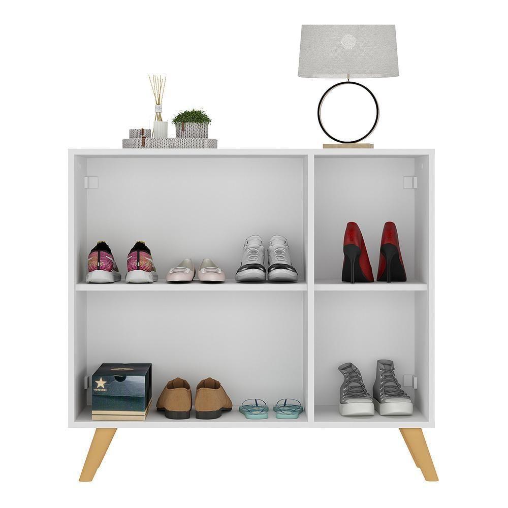 Sapateira Retrô Com Espelho 3 Portas Mp6022 Branca Natural - 3