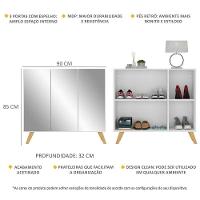 Sapateira Retrô Com Espelho 3 Portas Mp6022 Branca Natural - 5