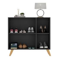 Sapateira Retrô Com Espelho 3 Portas Mp6022 Preta Natural - 3