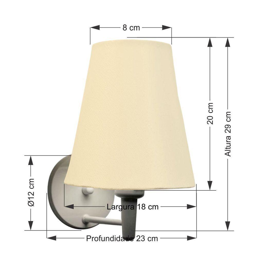 Arandela Cone Md-2007 Base Branco Cúpula Em Tecido 20/08x18cm Algodão Crú - Bivolt - 1