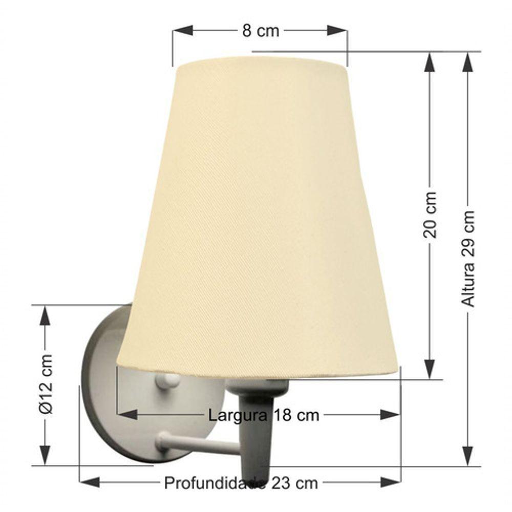 Arandela Cone Md-2007 Base Branco Cúpula Em Tecido 20/08x18cm Algodão Crú - Bivolt - 4