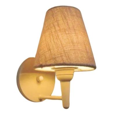 Arandela Cone Md-2004 Base Branco Cúpula Em Tecido 14/14x07cm Rustico Bege - Bivolt