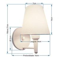 Arandela Cone Md-2004 Base Preto Cúpula Em Tecido 14/14x07cm Branco Tela - Bivolt - 6