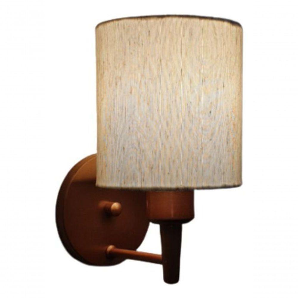 Arandela Cilíndrica Md-2009 Base Cobre Cúpula Em Tecido 14x15cm Linho Bege - Bivolt - 5