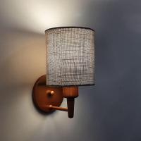 Kit-2 Arandela Cilíndrica Md-2009 Base Cobre Cúpula Em Tecido 14x15cm Rustico Cinza - Bivolt - 3