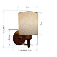 Kit-2 Arandela Cilíndrica Md-2009 Base Cobre Cúpula Em Tecido 14x15cm Linho Bege - Bivolt - 2