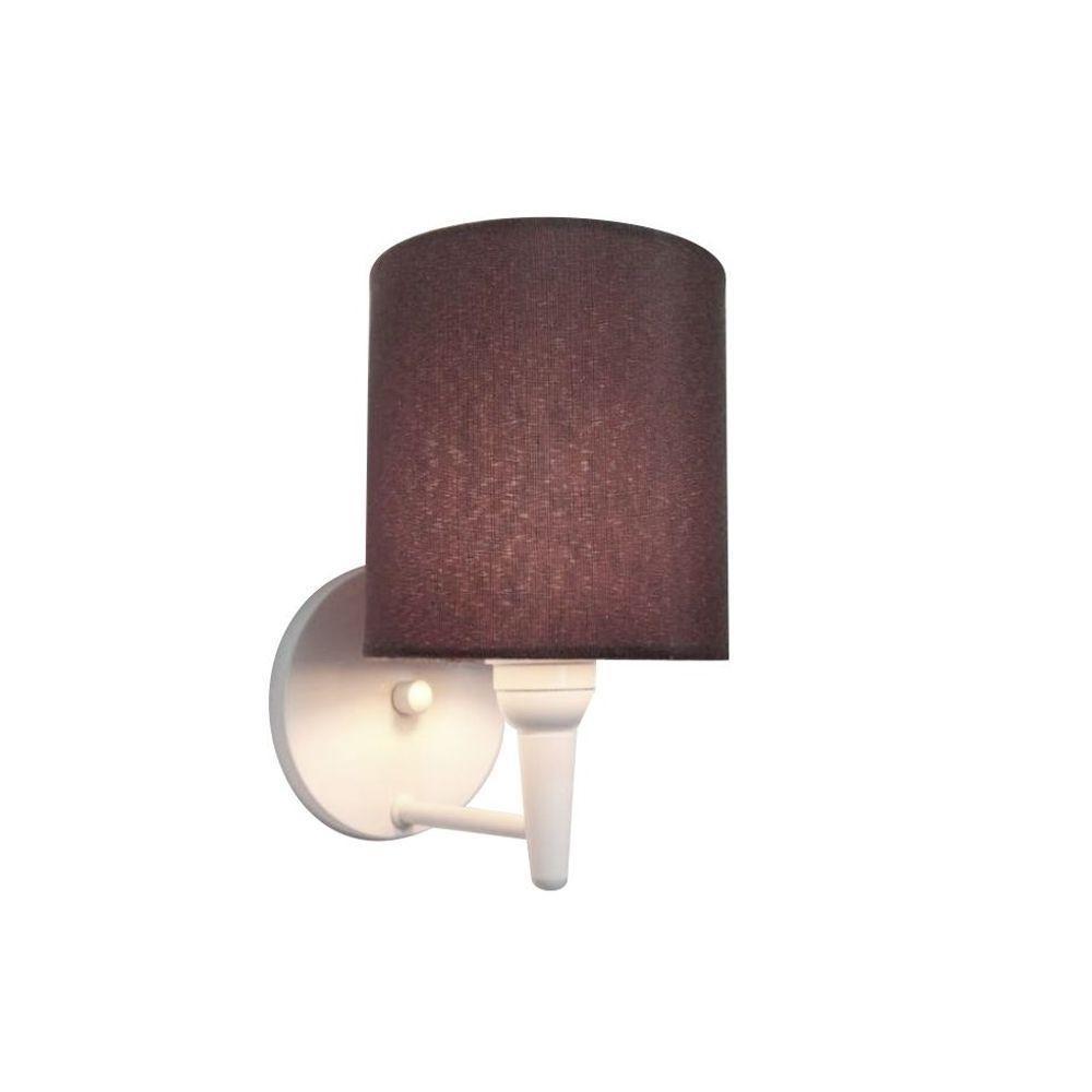 Kit-2 Arandela Cilíndrica Md-2009 Base Branco Cúpula Em Tecido 14x15cm Café - Bivolt - 3