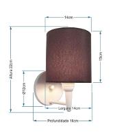 Kit-2 Arandela Cilíndrica Md-2009 Base Branco Cúpula Em Tecido 14x15cm Café - Bivolt - 2