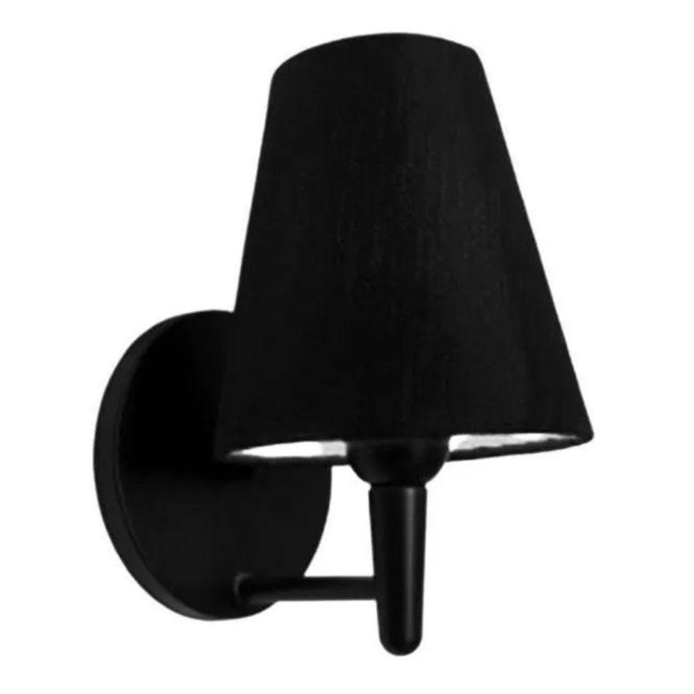 Kit-3 Arandela Cone Md-2004 Base Preto Cúpula Em Tecido 14-14x07cm Preto - Bivolt - 2