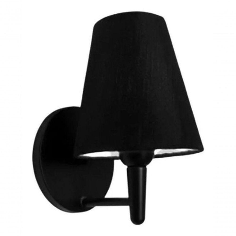 Kit-3 Arandela Cone Md-2004 Base Preto Cúpula Em Tecido 14-14x07cm Preto - Bivolt - 5