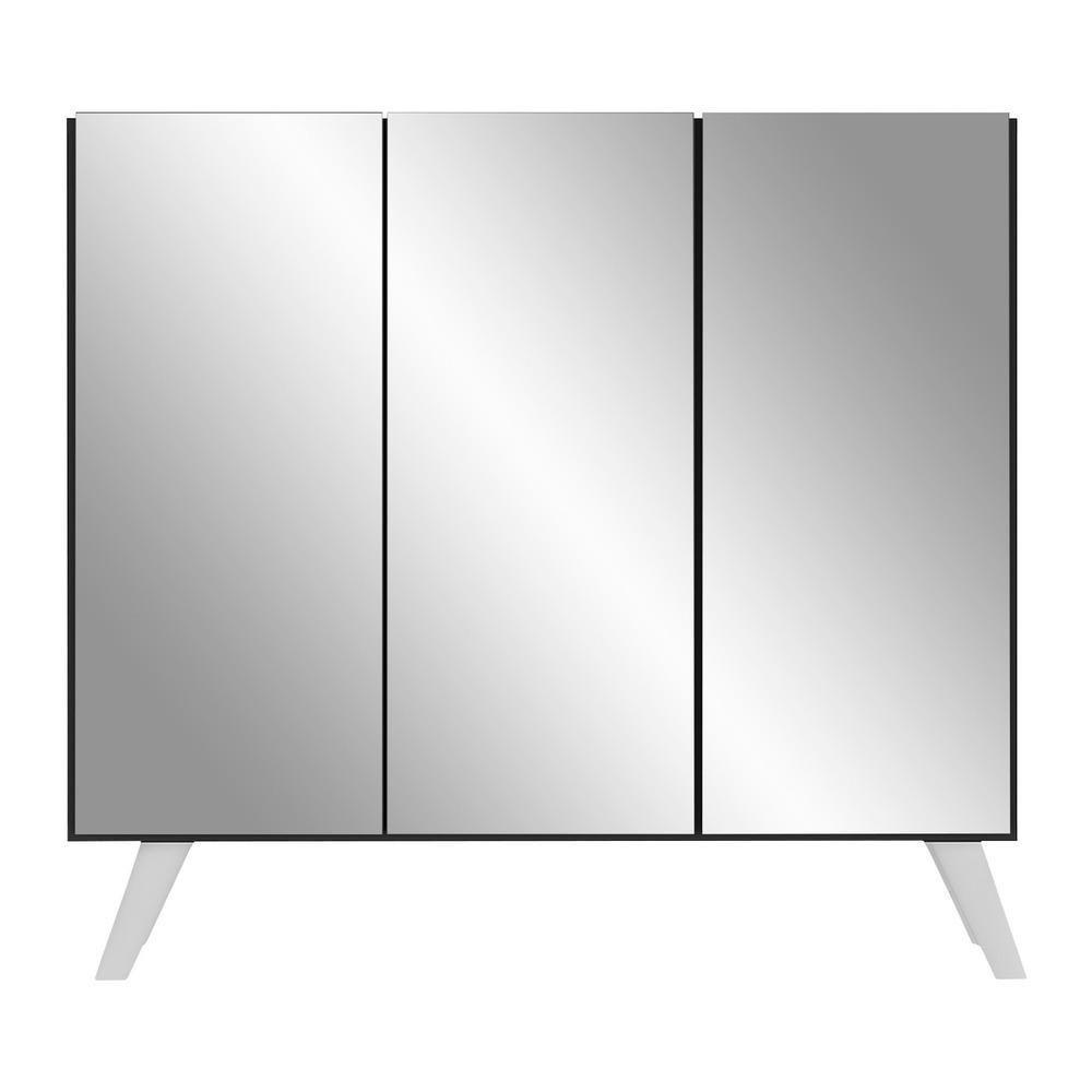 Sapateira Retrô Com Espelho 3 Portas Mp6022 Preta Branca - 2