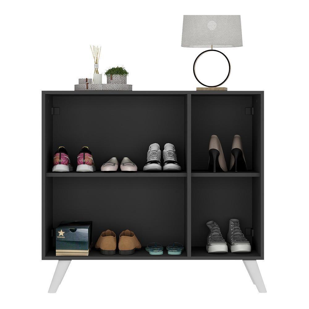 Sapateira Retrô Com Espelho 3 Portas Mp6022 Preta Branca - 3