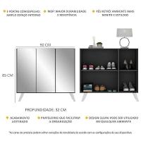 Sapateira Retrô Com Espelho 3 Portas Mp6022 Preta Branca - 5