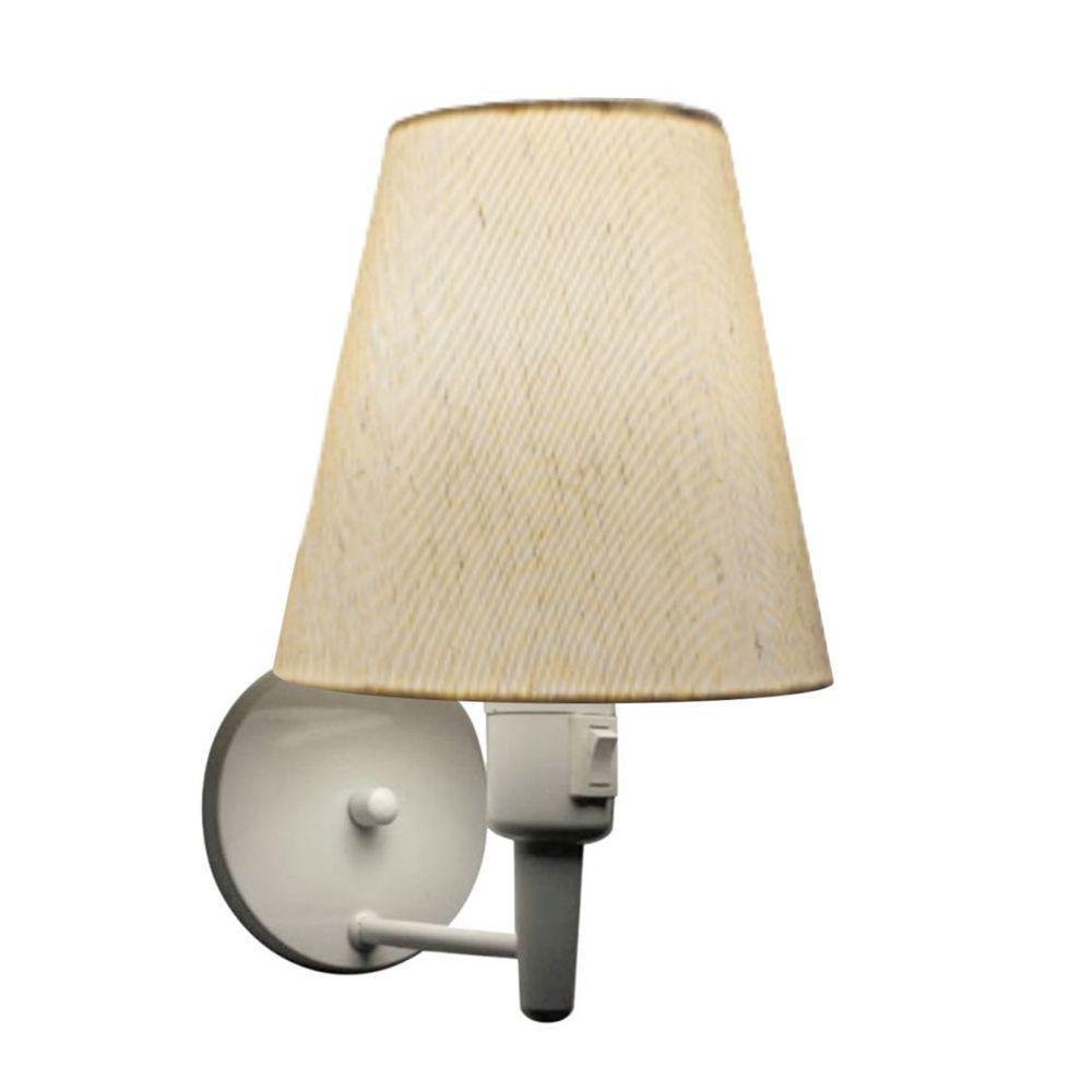 Kit-2 Arandela Cone Md-2013 Branco C- Inter Liga E Desl Cúpula Em Tecido Linho Bege - Bivolt - 2