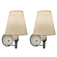 Kit-2 Arandela Cone Md-2013 Branco C- Inter Liga E Desl Cúpula Em Tecido Linho Bege - Bivolt - 1