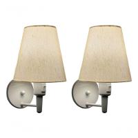 Kit-2 Arandela Cone Md-2013 Branco C- Inter Liga E Desl Cúpula Em Tecido Linho Bege - Bivolt - 8