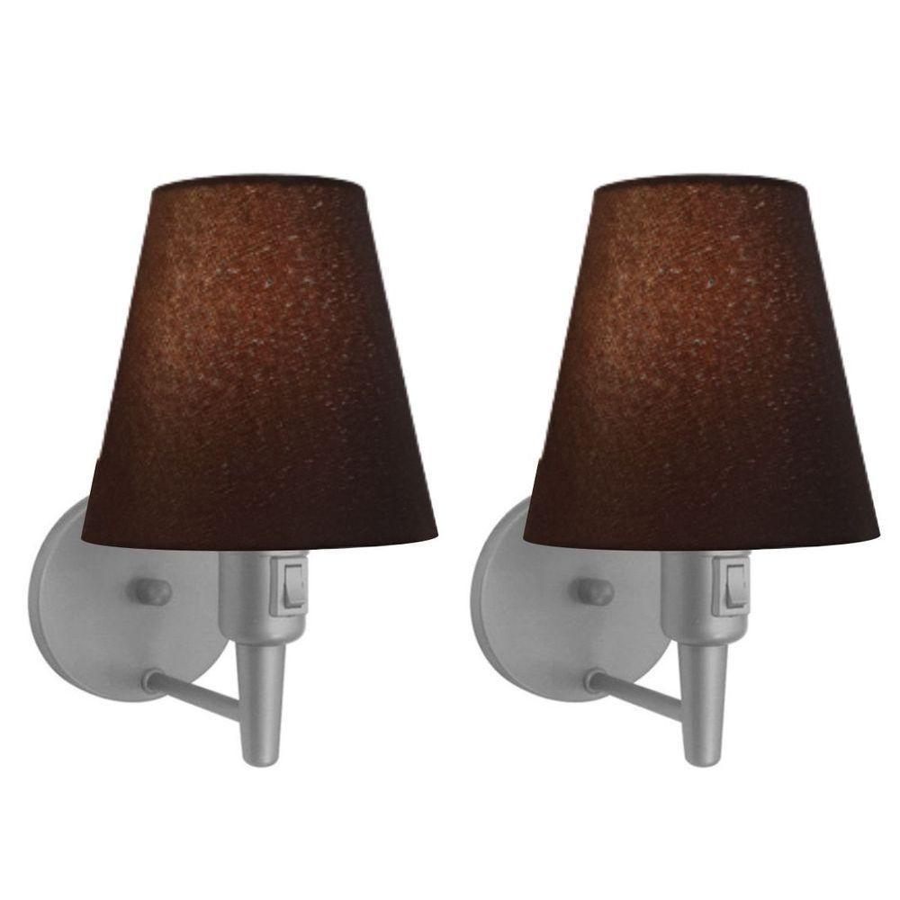 Kit-2 Arandela Cone Md-2013 Cinza C- Inter Liga E Desl Cúpula Em Tecido Café - Bivolt - 1