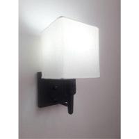 Arandela Quadrada Vivare Md-2019 Base Preto Com Interruptor Cúpula Em Tecido - Bivolt Preta-branco 127-220v - 1