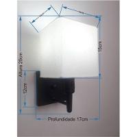 Arandela Quadrada Vivare Md-2019 Base Preto Com Interruptor Cúpula Em Tecido - Bivolt Preta-branco 127-220v - 2