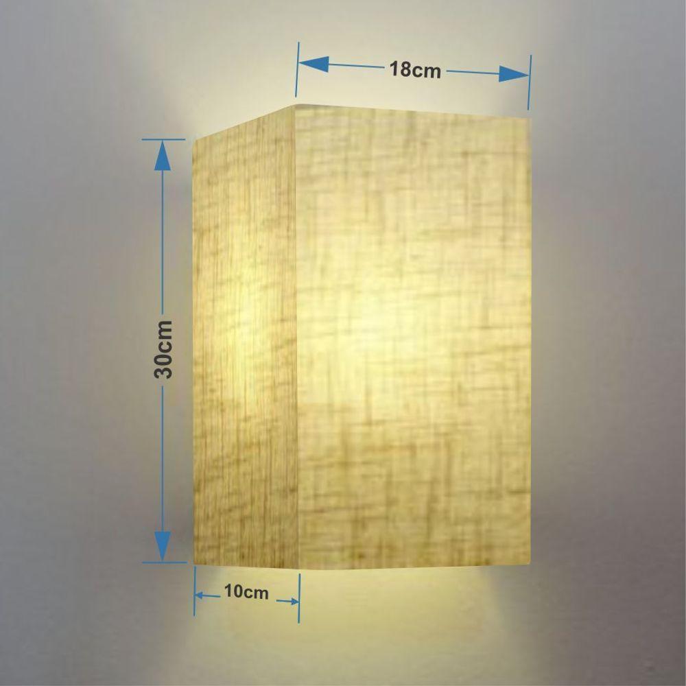 Arandela Retangular Retro Vivare Md-2029 Cúpula Em Tecido 18x10x30cm - Bivolt Rustico-bege 127-220v - 2