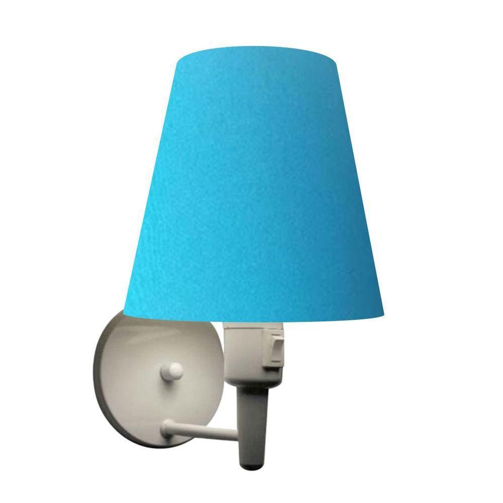 Kit-2 Arandela Cone Md-2013 Branco C- Inter Liga E Desl Cúpula Em Tecido Azul Turquesa - Bivolt - 2