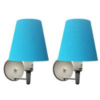 Kit-2 Arandela Cone Md-2013 Branco C- Inter Liga E Desl Cúpula Em Tecido Azul Turquesa - Bivolt - 1