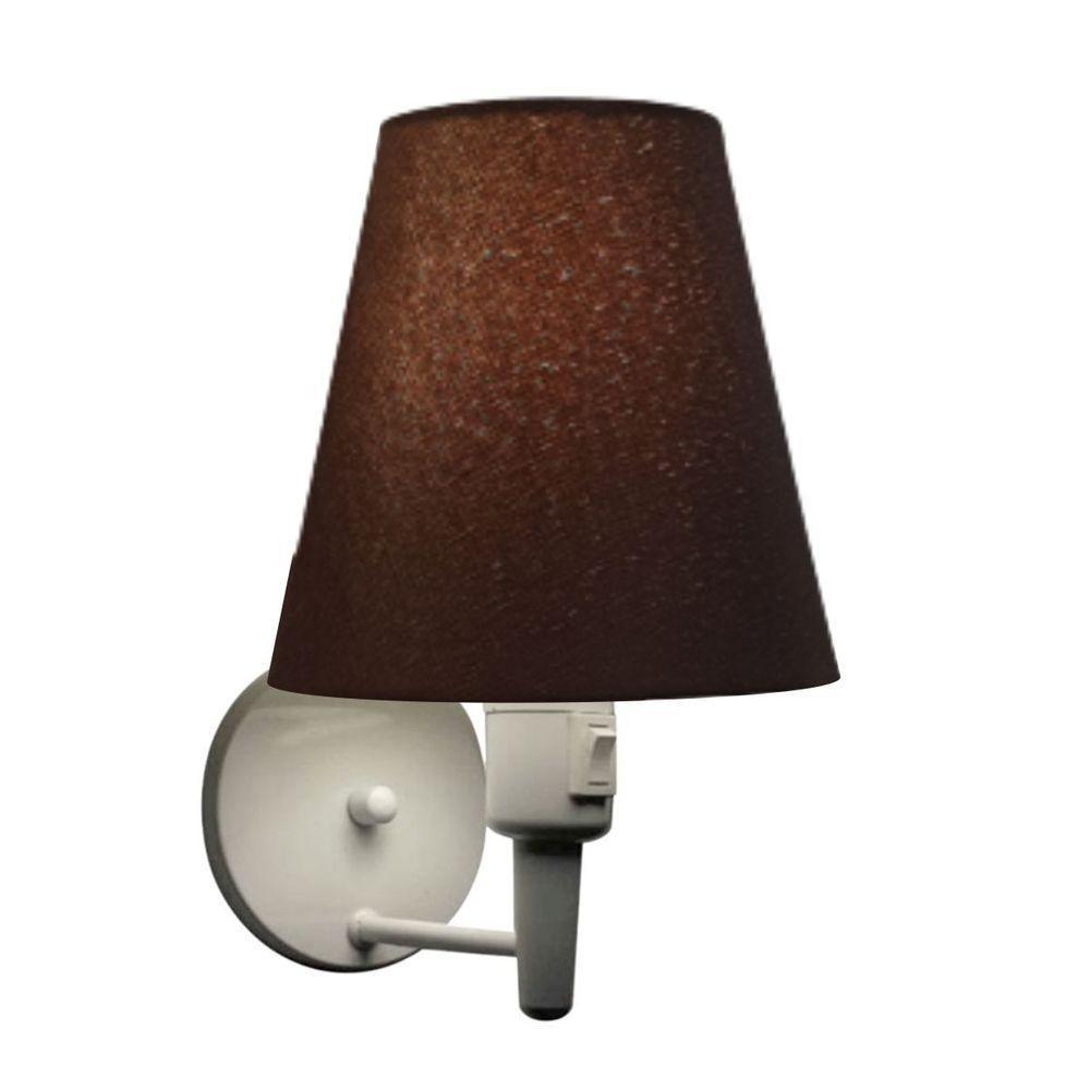 Kit-2 Arandela Cone Md-2013 Branco C- Inter Liga E Desl Cúpula Em Tecido Café - Bivolt - 2