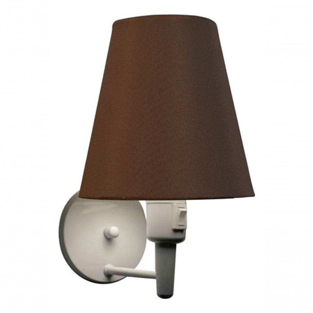 Kit-2 Arandela Cone Md-2013 Branco C- Inter Liga E Desl Cúpula Em Tecido Café - Bivolt - 8