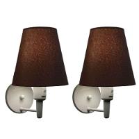 Kit-2 Arandela Cone Md-2013 Branco C- Inter Liga E Desl Cúpula Em Tecido Café - Bivolt - 1