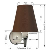 Kit-2 Arandela Cone Md-2013 Branco C- Inter Liga E Desl Cúpula Em Tecido Café - Bivolt - 3