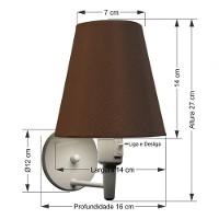 Kit-2 Arandela Cone Md-2013 Branco C- Inter Liga E Desl Cúpula Em Tecido Café - Bivolt - 7