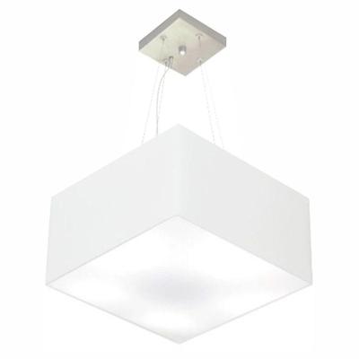 Lustre Pendente Quadrado Md-4195 Cúpula Em Tecido 25/40x40cm Branco - Bivolt